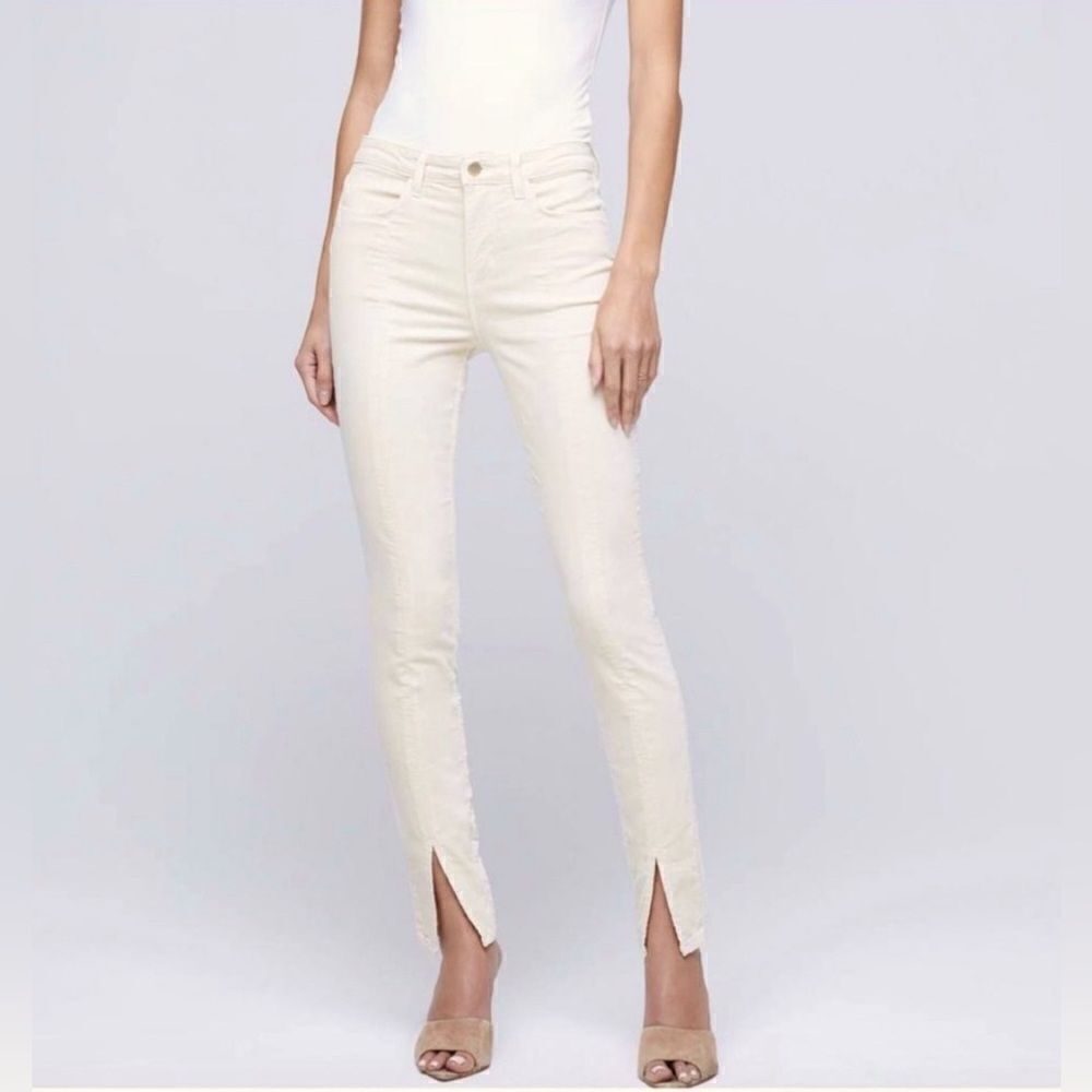 L’AGENCE Jyothi velvet jeans in champagne 27